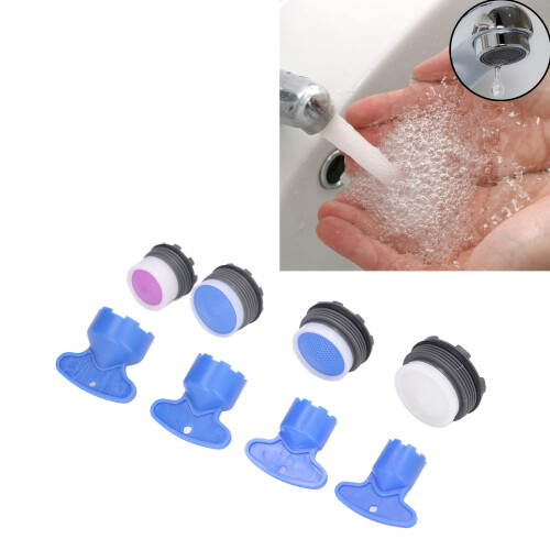 8pcs Water Tap Aerator Plastic Inserts with Wrenches Universal Faucet Fit