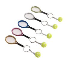 5 Stück Mini-Tennisschläger Ball Schlüsselanhänger Anhänger Schlüsselring Gold Silber Rosenblau Bronze für Geschenke Sportliebhaber