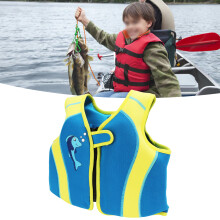 Kids Swim Vest Blue Adjustable Straps Fin Design Neoprene Jacket S