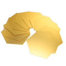 Reflective XL:15cm Gold Hex Shape Mirror Wall Sticker Set of 12 for Home