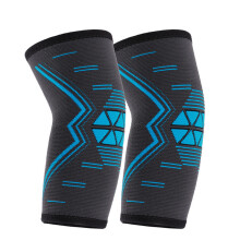 2Pcs Breathable Elastic Summer Sports Elbow Support Sleeve Blue-Black