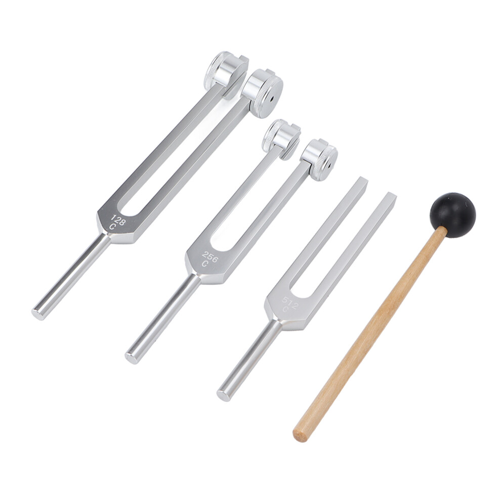 Silver 3 Pcs Aluminium Tuning Fork Set 128/256/512Hz For Sound Healing And Meditation