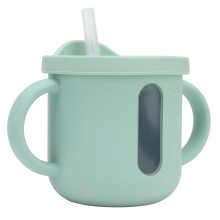 grüner Silikon-Sippbecher mit doppelten Griffen,8cm/3.1in