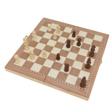 3-in-1 Schachfiguren-Set Klappbares Lern-Holz-Backgammon-Set für Kinder und Erwachsene