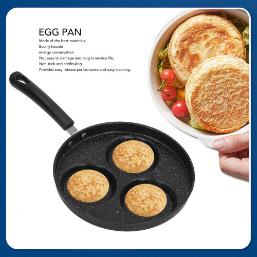 3-Tassen-Eier-Hamburgerpfanne, Eisen, bequemer Griff. 2