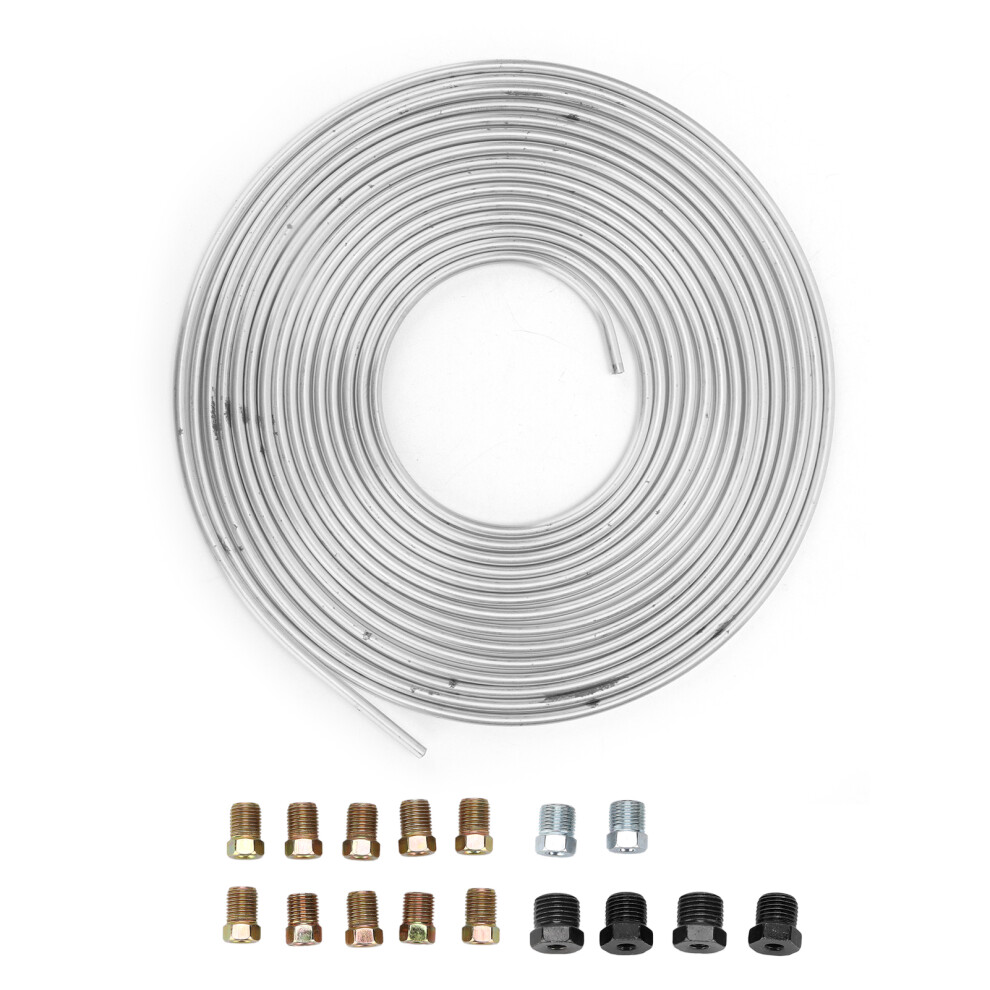25Ft Brake Line Tubing Copper Nickel Plated 3/16In Silver 9121376509582