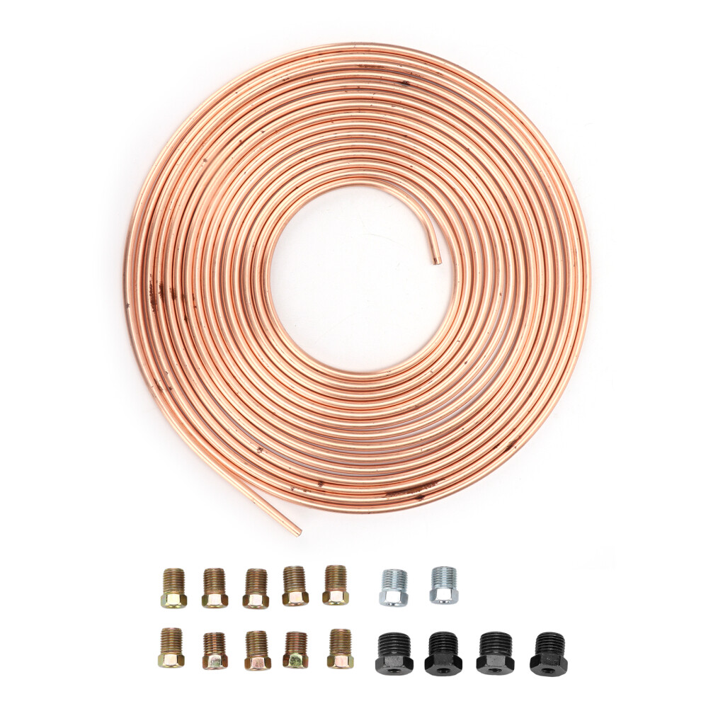 25Ft Brake Line Tubing Copper Nickel Plated 3/16In Gold 9121376509612