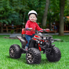 HOMCOM 12V Quad Bike ATV with LED Lights, Music, for Kids, Red