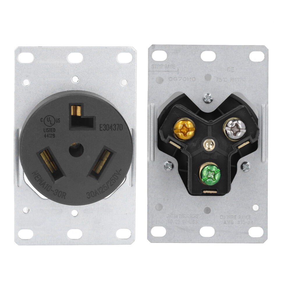 Nema 10-30R Receptacle Outlet 30A 125/250V Us Standard Wall Socket 3011340096452