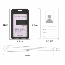 10 Stück Klare ID-Kartenhalter aus Kunststoff mit abgerundeten Ecken, mattierte Oberfläche, abnehmbares Lanyard, schwarzer Rand für Mitarbe