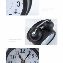 Reloj despertador de dos campanas de 3 pulgadas negro 118x82x56mm