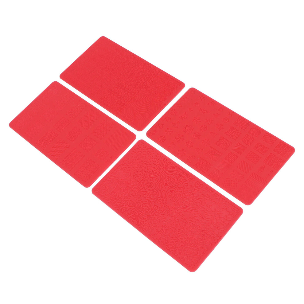 4pcs 3D Relief Nail Art Templates DIY Silicone Stencil Mold Set