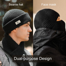 Warmer Winterhut für Männer Outdoor - Dick gestrickte Baumwollmütze Beanie Hut Cap für kaltes Wetter Skifahren Wandern Laufen
