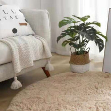 Bodenflurl Teppich Polyesterfaser Rund Nordic Stil Langflorteppich Weich Fluffy Teppich für Zuhause Schlafzimmer Beige