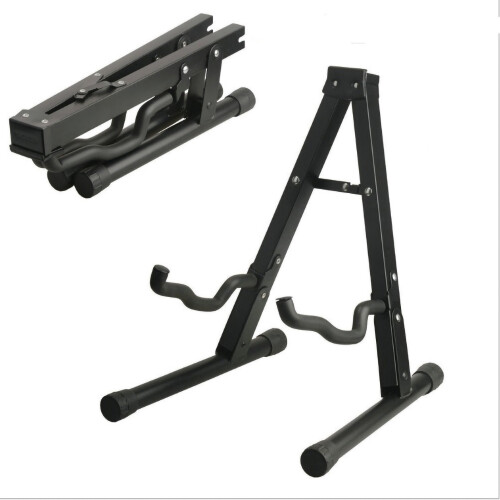 Supporto pieghevole in ferro a forma di A per chitarra e basso, nero. 2