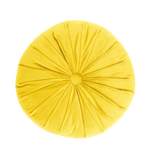 Round Throw Pillow 15 Inch Velvet Pleated Pumpkin Cushion for Couch Sofa Bed Chair Car Yellow Home Decor