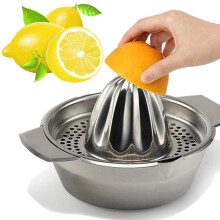 Stainless Steel Lemon Squeezer Juicer with Bowl Container for Oranges Lemons Daily Fresh Juice in Kitchen