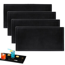 4Pack Bar Mat Set, Non-Slip Black 12" x 6" Bar Mats for Bartending, Kitchen Dish Drying, Home Bar Accessories