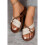 (40) Women's White Criss Cross PU Leather Flat Slippers 5