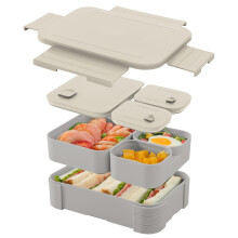 Lunch Box for Kids - BPA-Free 3 Compartment Leak Proof Bento Box, Microwave & Dishwasher Safe, Ivory White Food Storage Container