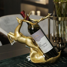 Tabletop Wine Rack, Gold Deer Statue Freestanding Wine Bottle Holder, Vintage Countertop Wine Storage Organizer