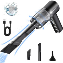 3 in 1 Cordless Vacuum with Handheld Electric Air Duster & Blower, Rechargeable 1200mAh Battery for Car Home Office Cleaning Black