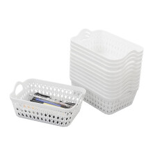 12 Packs Small Storage Basket Tray - White Desktop Organizer Baskets for Office, Home, Kitchen, and Bathroom Use