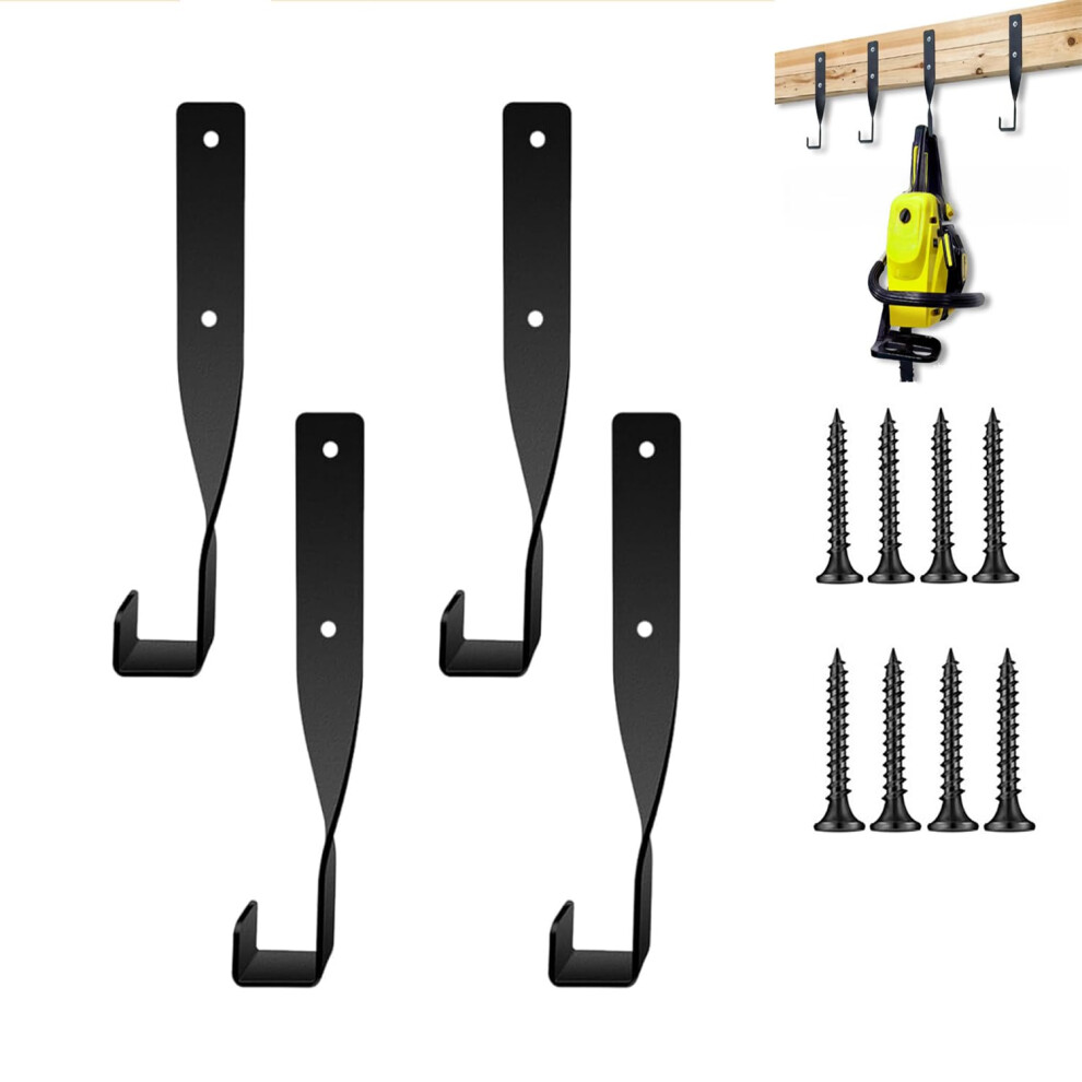 Chainsaw Wall Mount Holder 4Pcs, Heavy Duty Garage Storage Hooks for Chainsaw, Backpack Blower, Weed Eater Trimmer Rack