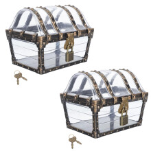 Vintage Plastic Treasure Box Mini Pirate Chest Toy for Boys and Girls - Decorative Storage Container for Playroom and Adventures