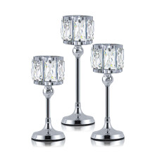 Set of 3 Cup Crystal Tealight Candle Holders for Wedding Centerpieces, Silver Decorative Candle Holders, 8.7" 10.6" 12.2"