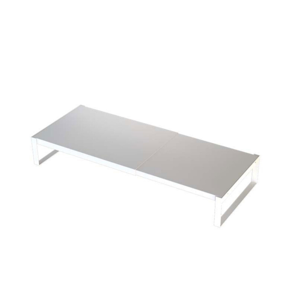 Monitor Stand Riser Metal Height Adjustable Double Layer With Retractable Drawer For Laptop Storage Finish White 6276012371849