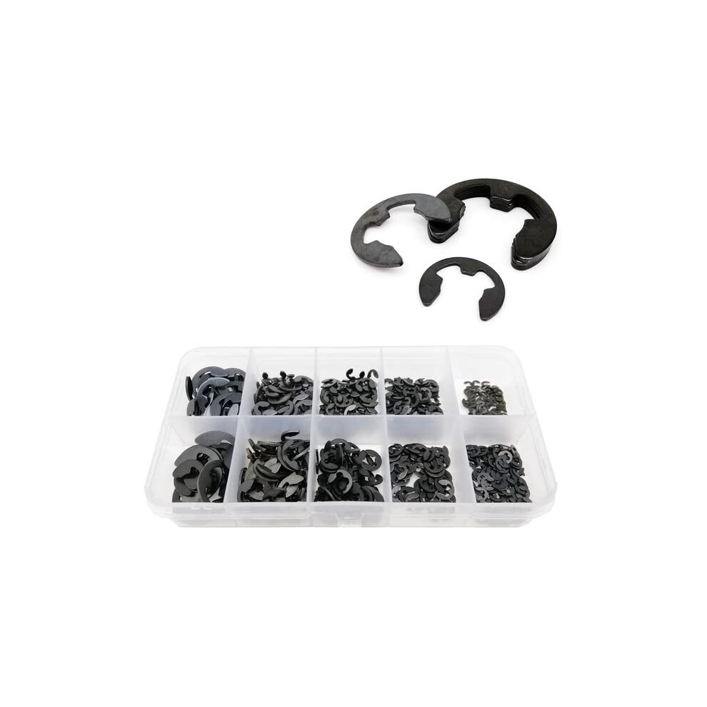 Clip Rings Retaining Rings Assortment Kit 580Pcs 10 Sizes 1.5-10Mm Black Carbon Steel External E Clip Circlip 6482260571331