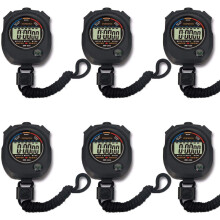 6 Pack Digital Sports Stopwatch Timer with Large Display, Date, Time, Alarm for Coaches and Referees