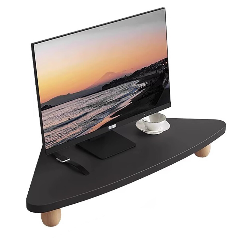 Corner Monitor Stand Desk Triangle Riser For Workspace, Desktop Organizer And Projector Storage Rack Black 6493810612077
