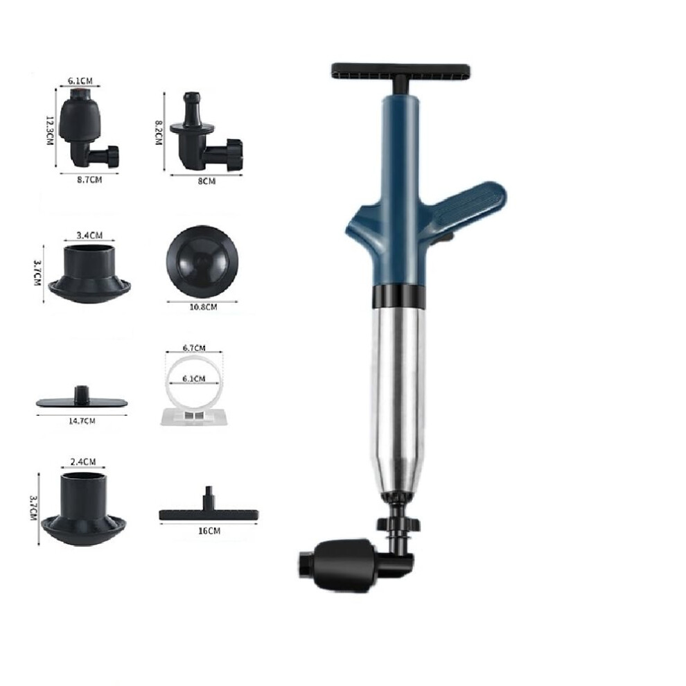 Toilet Unclogger Air Plunger With Visual Barometer, High Pressure Stainless Steel Drain Blaster For Bathroom & Kitchen Clogs 6947110019048