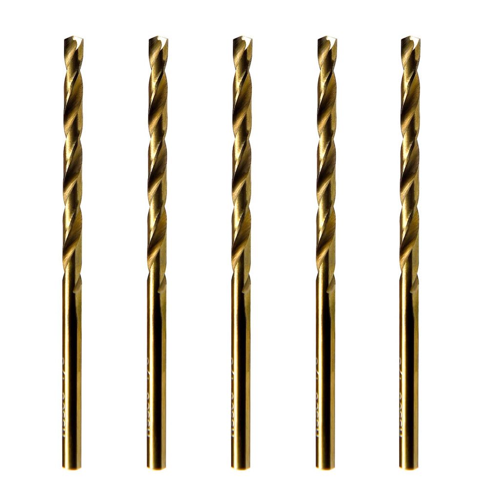 No.25 Jobber Length Drill Bits 5Pcs 0.1495" Hss M35 Cobalt Twist Wire Gauge Golden Straight Drills Jbn35g10r25p5 6947110019093