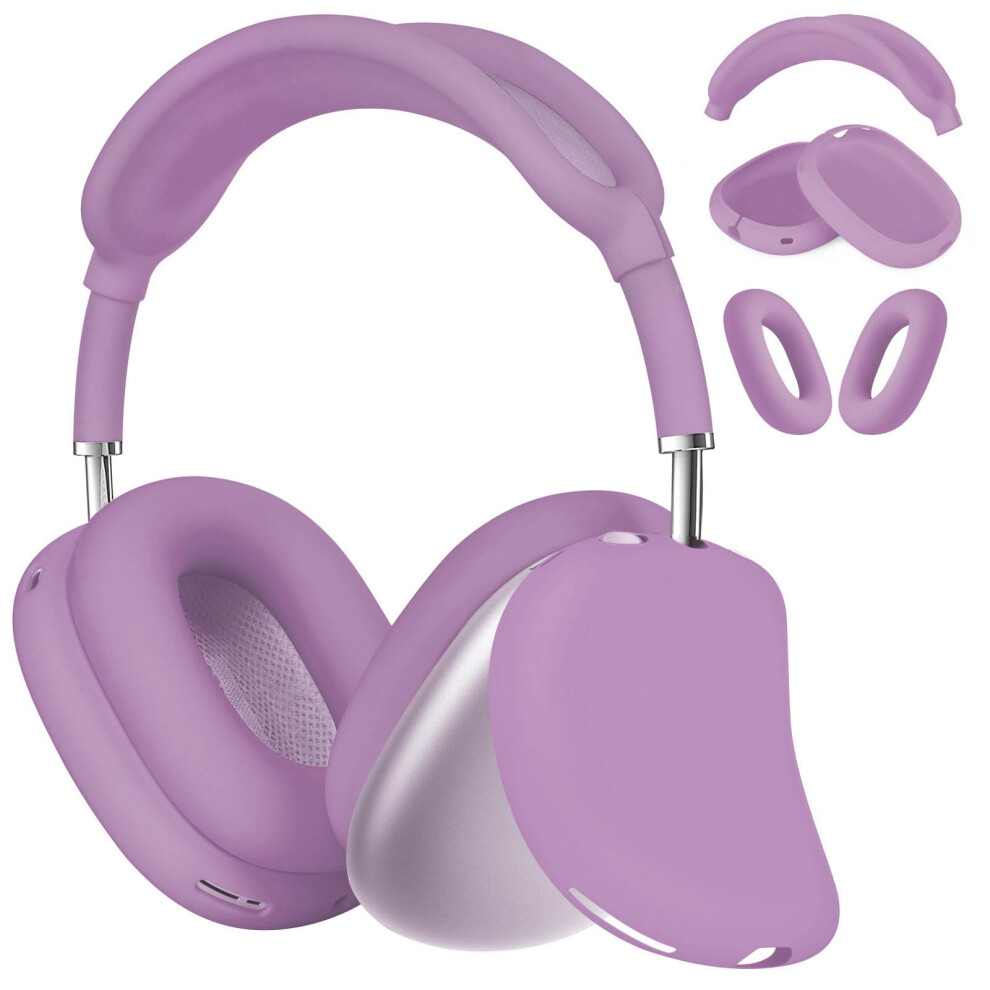 Airpods Max Case Cover, Silicone Headphone Protection Cover For Airpods Max, Anti-Scratch Ear Pad And Headband Cover, Purple 6482260571607