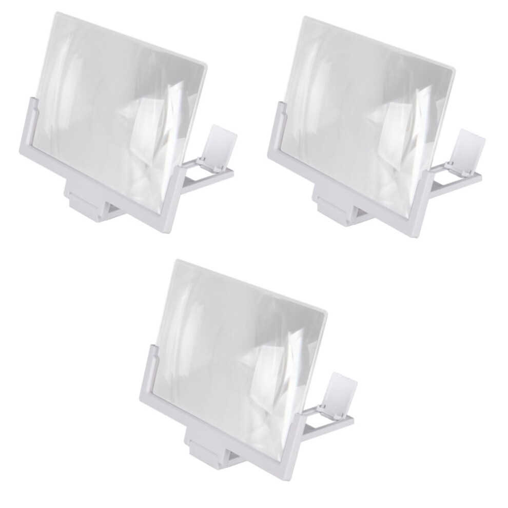 Phone Video Amplifier, 3-Piece Smartphone Screen Magnifier With Desktop Holder Stand, Cellphone Projector Stand White 6276012372884