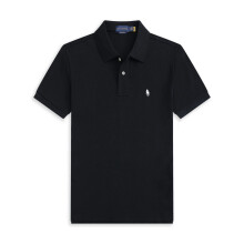 (Black white label, M) Mens Cotton Polo T-shirt Short Sleeve Tops