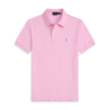 (Pink, XXL) Mens Cotton Polo T-shirt Short Sleeve Tops