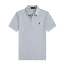(Gray, XXL) Mens Cotton Polo T-shirt Short Sleeve Tops