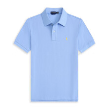 (Light blue, XXL) Mens Cotton Polo T-shirt Short Sleeve Tops