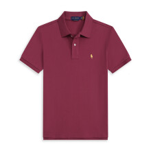 (Burgundy, XXL) Mens Cotton Polo T-shirt Short Sleeve Tops