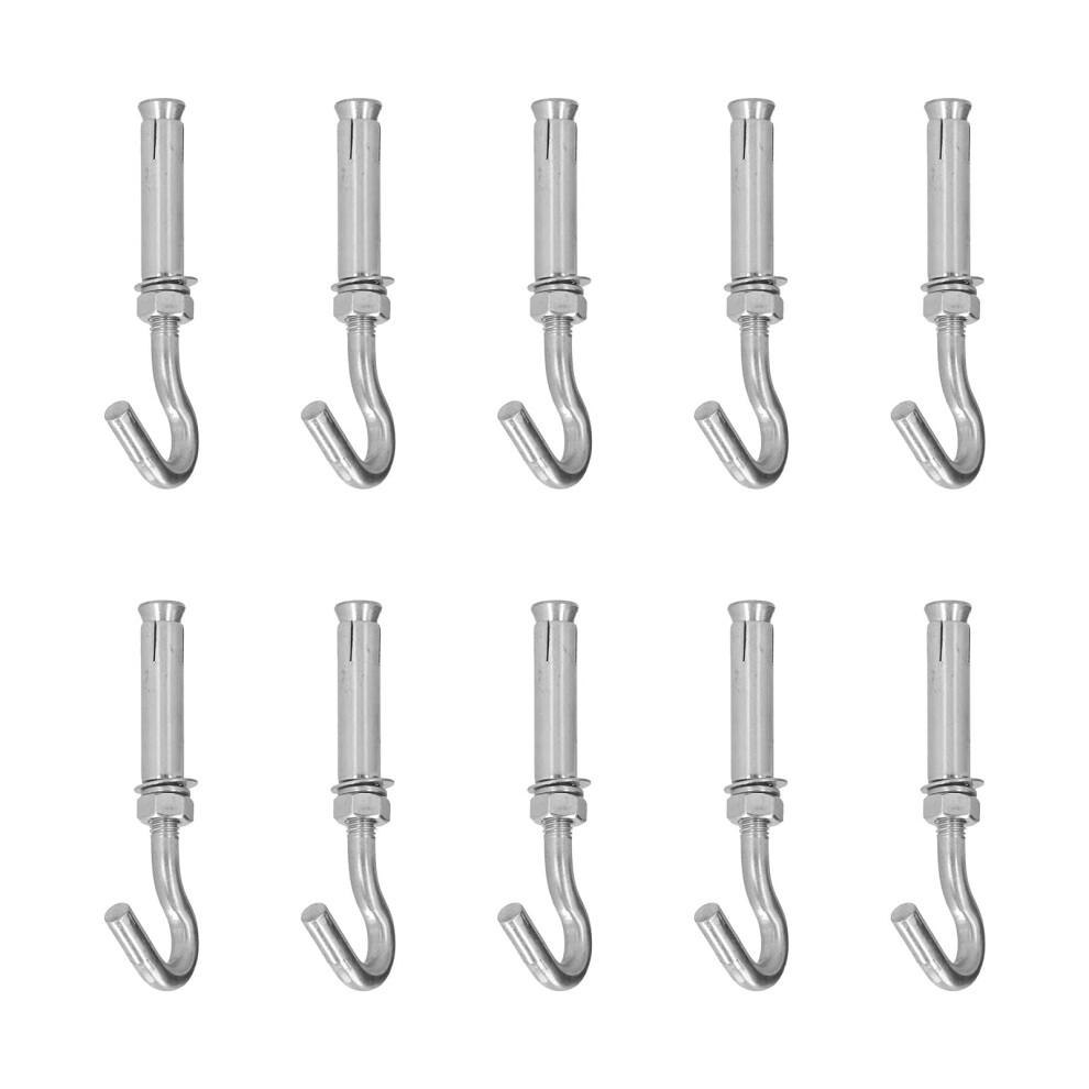 Expansion Bolts Stainless Steel Open Cup Hooks 10 Pcs Corrosion Resistant Industrial Fasteners For Cement And Brick Applications 6276012373225