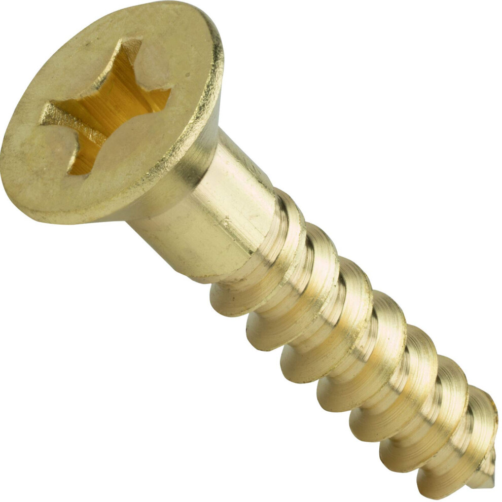 #6 X 2 Inch Flat Head Countersink Solid Brass Wood Screws Phillips Drive 50 Pack For Woodworking Projects 6493810612800