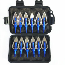 100 Grain Hunting Broadheads for Traditional and Compound Bows with Portable Black Plastic Broadhead Case