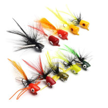 Fly Fishing Poppers Flies Lures Pack of 10 Topwater for Bass Trout Bluegill Panfish Freshwater Fishing