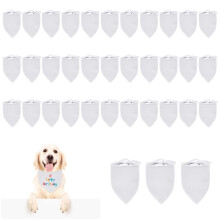 White Dog Triangle Bibs Scarf - 36 Pcs DIY Dog Bandanas for Small, Medium, Large Dogs, Polyester Fabric, White Color