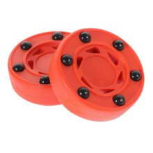 Outdoor Hockey Puck 2 Pack for Roller Street Hockey on Concrete, Shockproof Core Inline Hockey Puck, Durable Design
