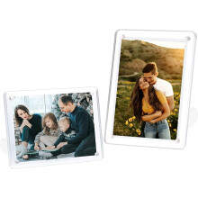 4x6 Minimalist Acrylic Glass Picture Frame for Desktop Display, Horizontal or Vertical Orientation, Magnetic Stand
